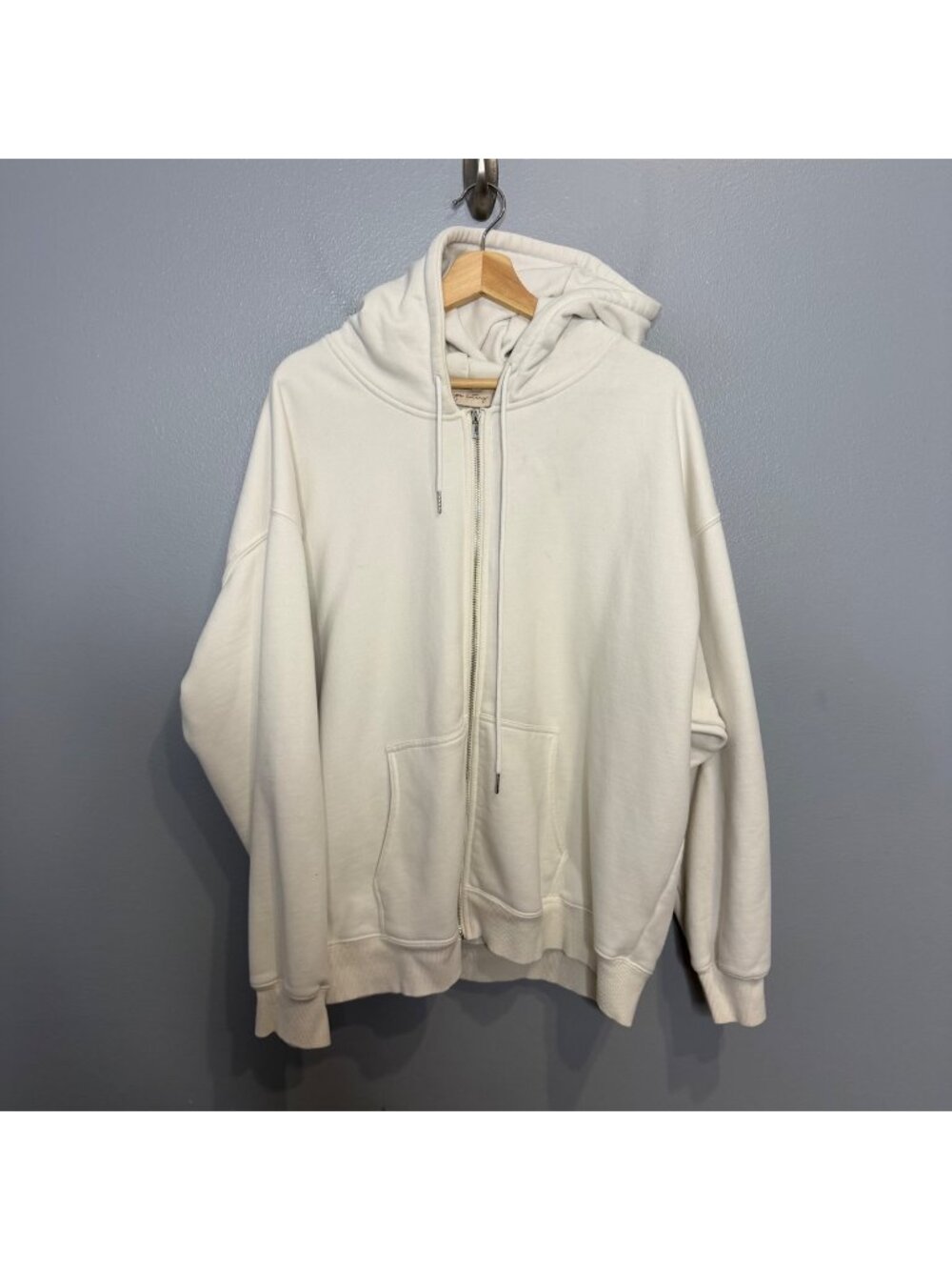 BEIGE BOTANY full zip oversized hoodie in cream size M/L